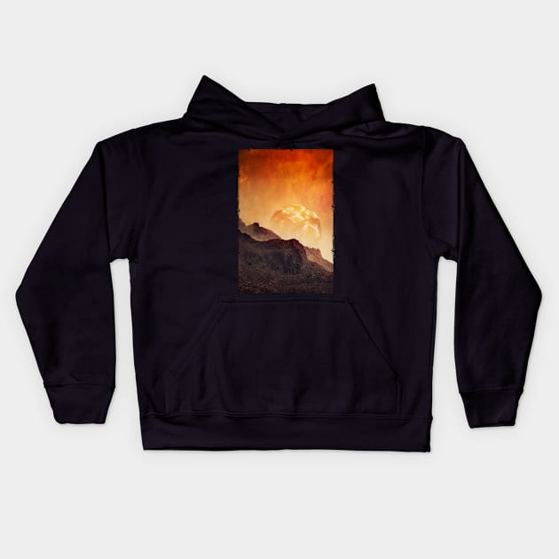 Mountains on Mars - Imaginary Martian Landscape Kids Hoodie by DyrkWyst